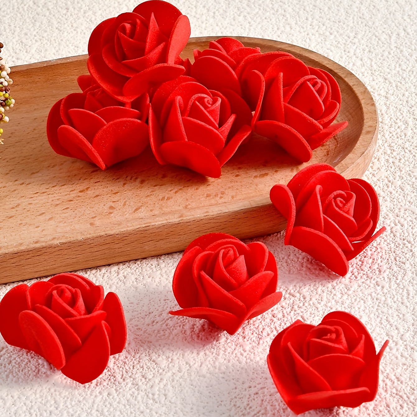 Lot de 24 décorations comestibles en papier gaufrette pour gâteaux Motif  roses de Saint-Valentin