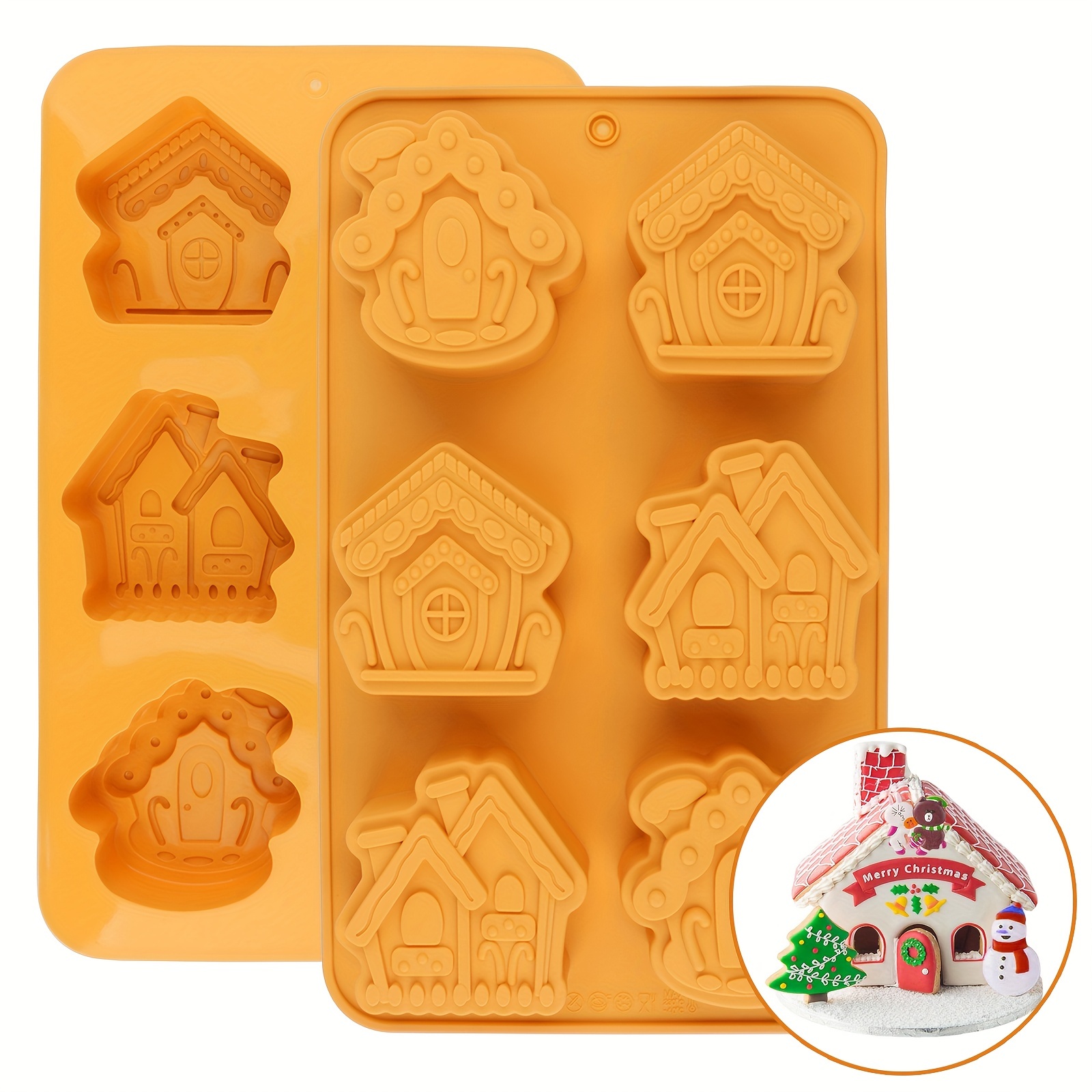 Christmas Silicone Cake Mold, 6 Cavity Gingerbread House Baking Molds,  Non-stick Round Cake Pan For Cake Decoration, Cupcake, Candy, Jelly, Soap,  Pudding, Chocolate, Bakeware, Baking Tools, Vintage Christmas Party Favors  - Temu