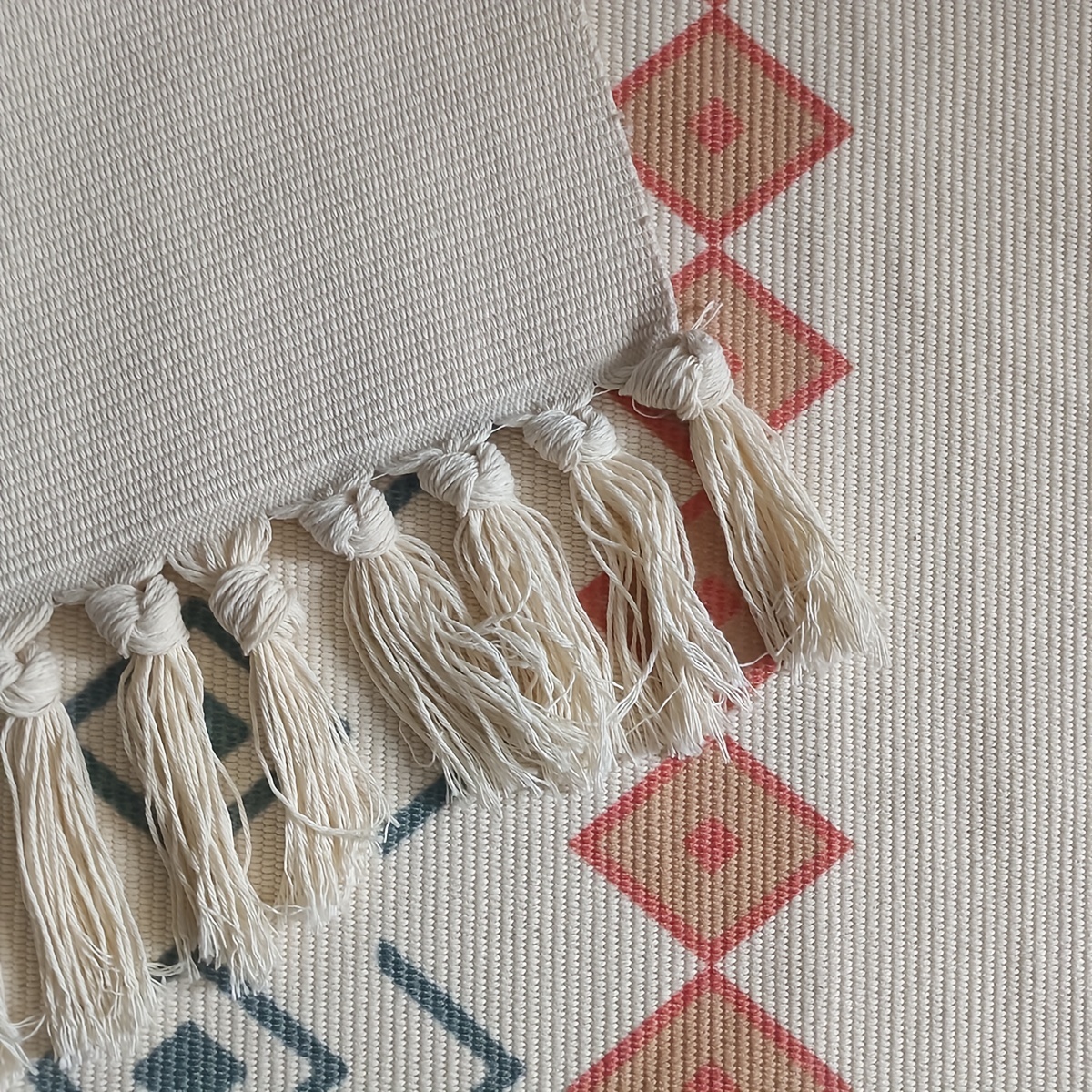 Boho Geometric Tassels Area Rug Fringe With Non Slip Mat