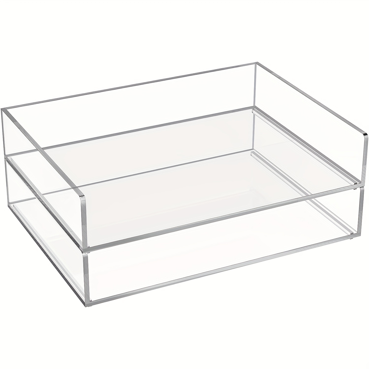  MaxGear Acrylic Letter Tray Paper Organizer Tray Acrylic Desk  Organizer Clear File Organizer Pull-Out 2 Pack 2 Tier, Stackable Paper Tray  Document Tray Desk Tray for Paper/Folder/Desk Accessories : Office Products