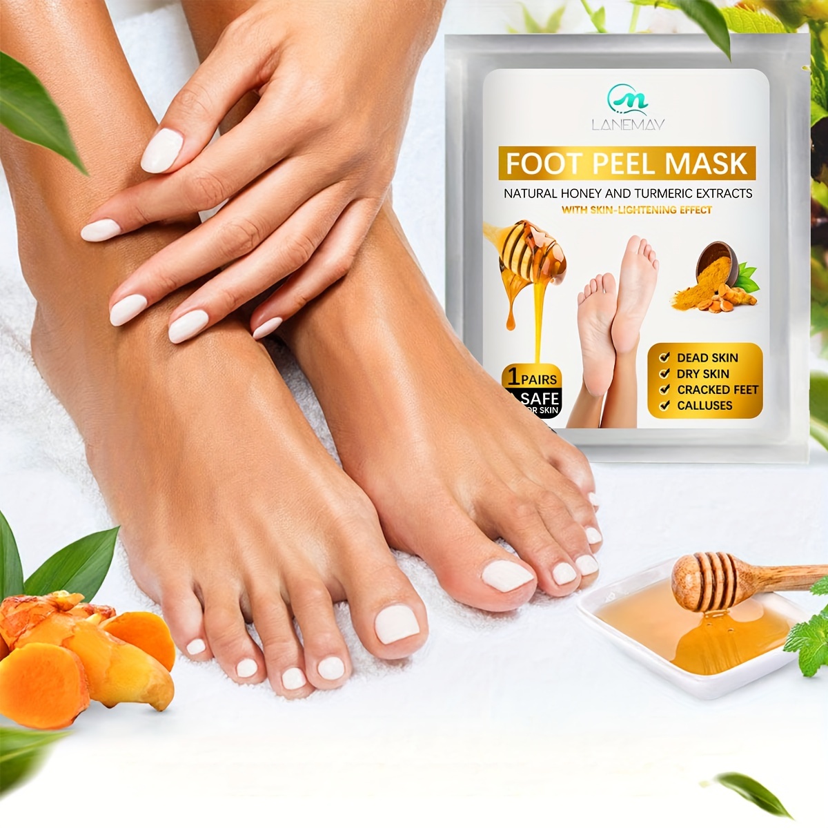 Exfoliating Foot Peel Mask for Dry Cracked Feet, Corn Callus Remover, Toe  Cuticle, Cracked Heels, Foot Odor Treatment - Pedicure Foot Care - Natural