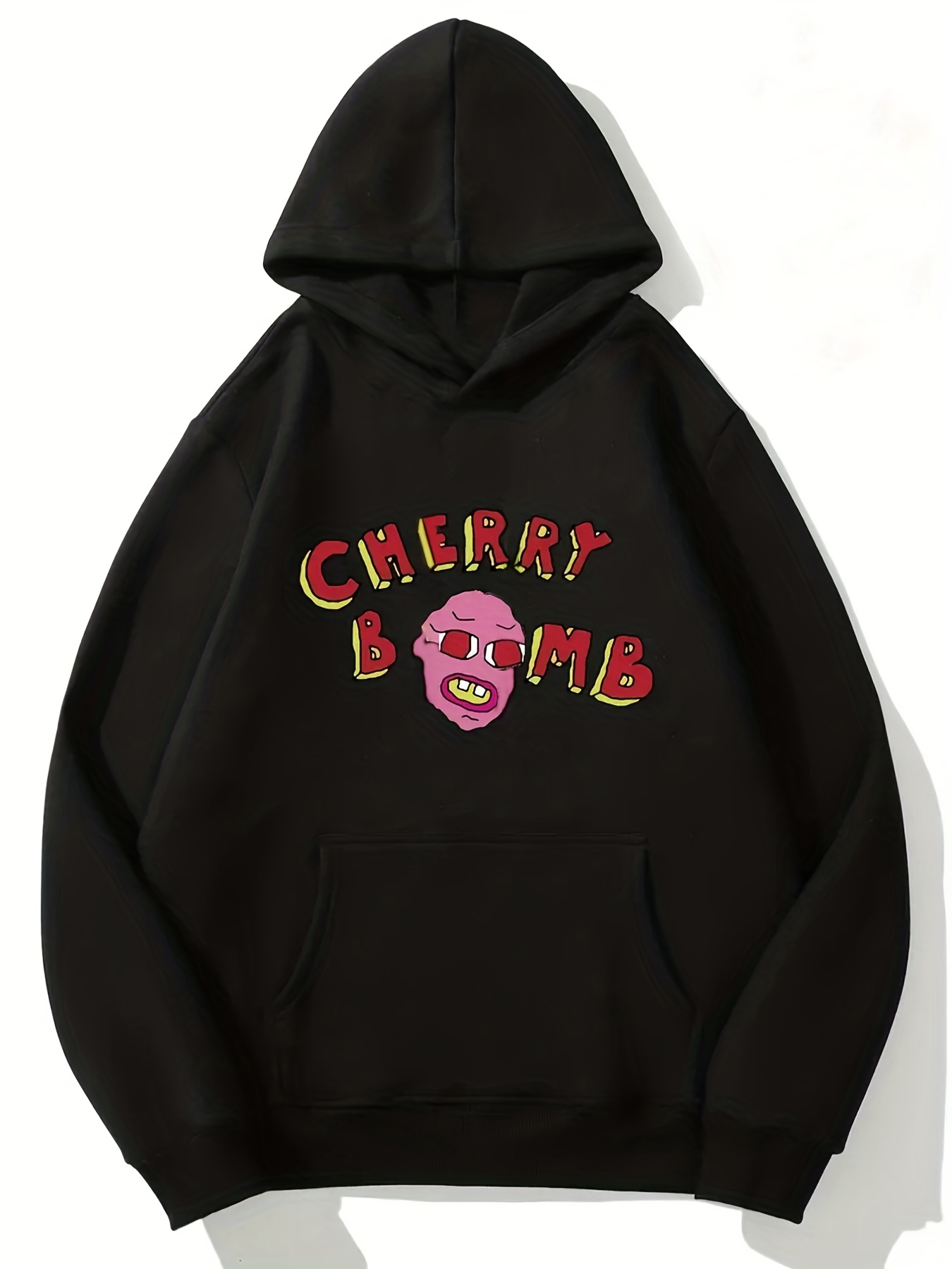 Men's Plus Size Cherry Bomb Print Hooded Sweatshirt - Temu Australia