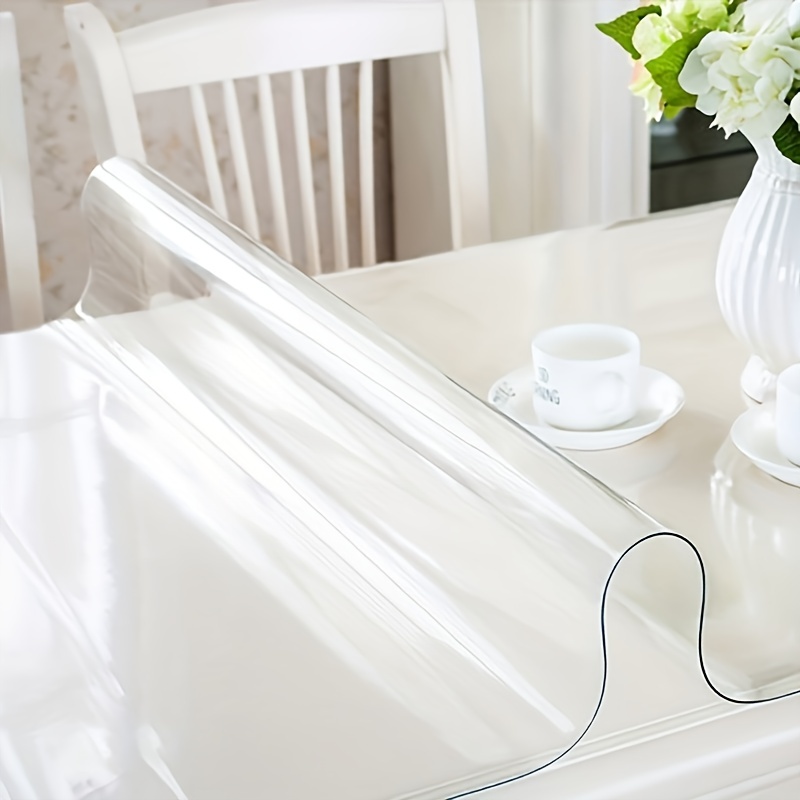 Protector de mesa redondo de vinilo de PVC transparente, mantel de plástico  transparente para muebles de vidrio, café, mármol, cama, sofá, bistró