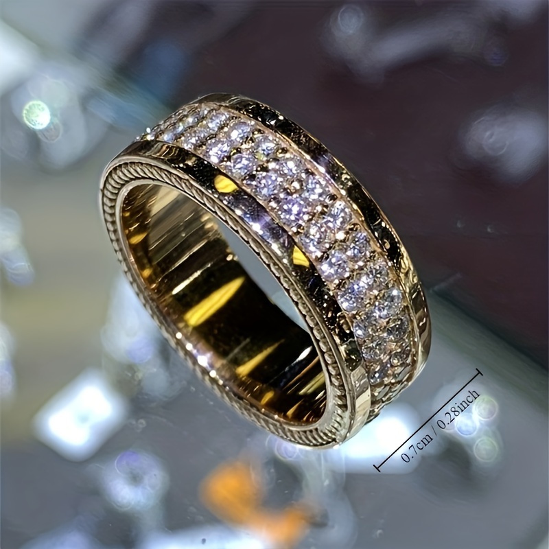 Women's CZ Ring Copper Band April Birthstone Anniversary Gift