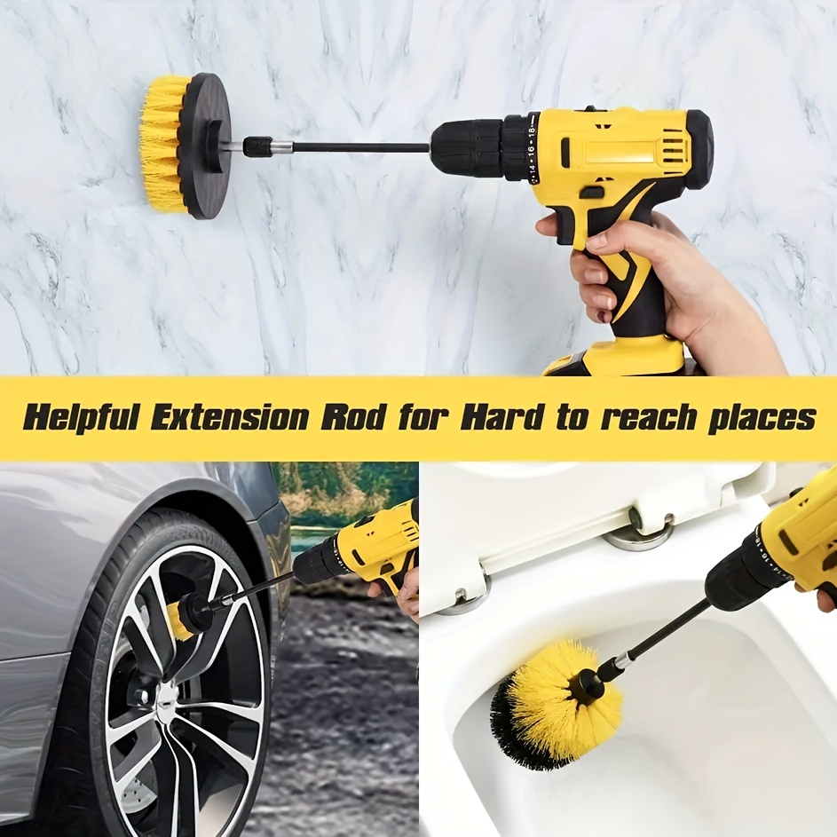 3pcs Drill Brush Set Cleaning Power Scrubber Attachment Car Tile Grout  Cleaner