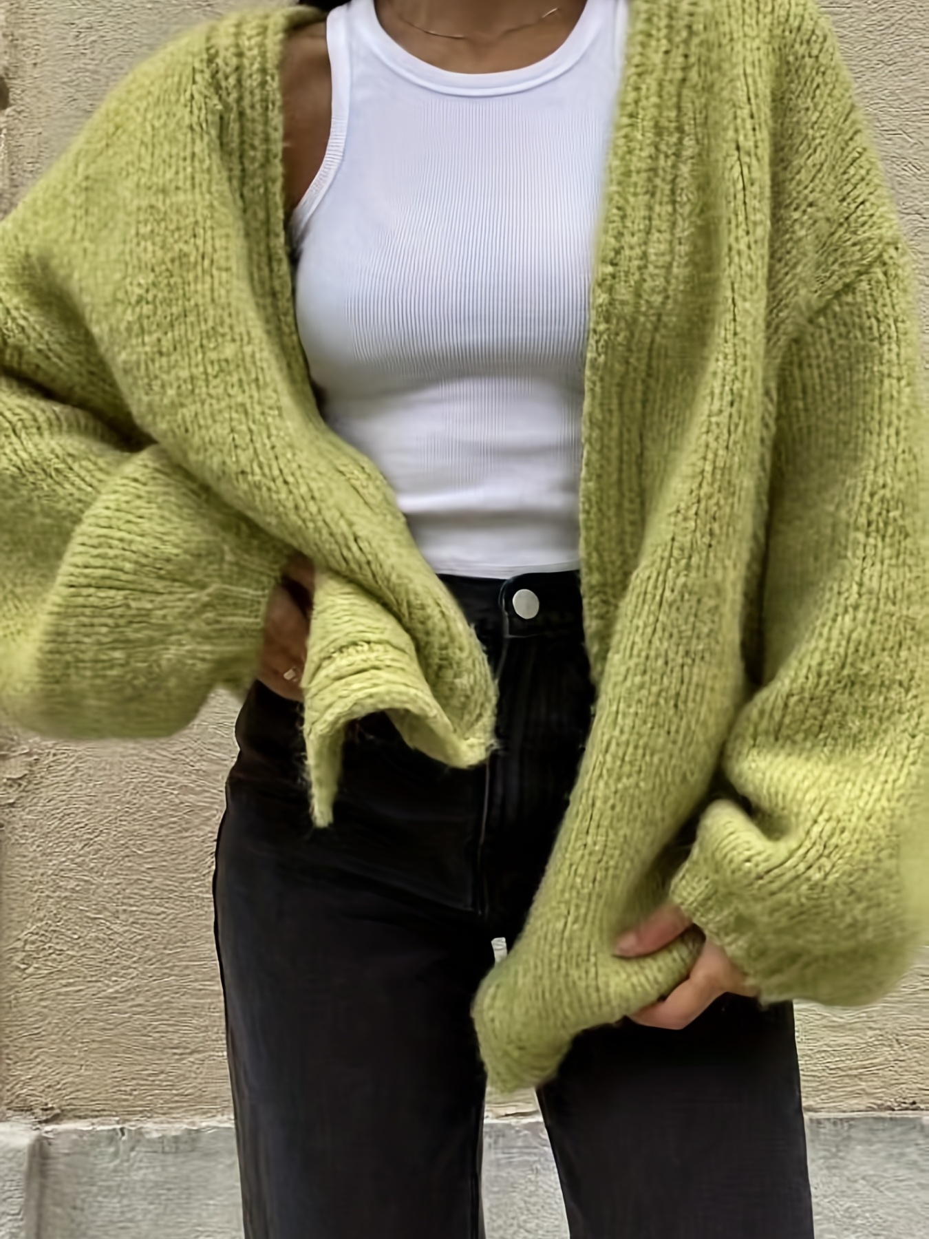  Drop Shoulder Pointelle Knit Duster Cardigan Women's Pullover  Cozy Thin Sweater Autumn Top (Color : Green, Size : L.) : Clothing, Shoes &  Jewelry