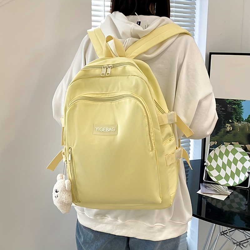 Casual Canvas Backpack With Pendant Large Capacity Schoolbag