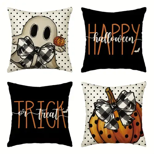 RioGree Halloween Decorations Pillow Covers 18x18 Set of 4 for Halloween  Decor Indoor Outdoor, Party Supplies Farmhouse Home Decor Throw Pillows  Cover