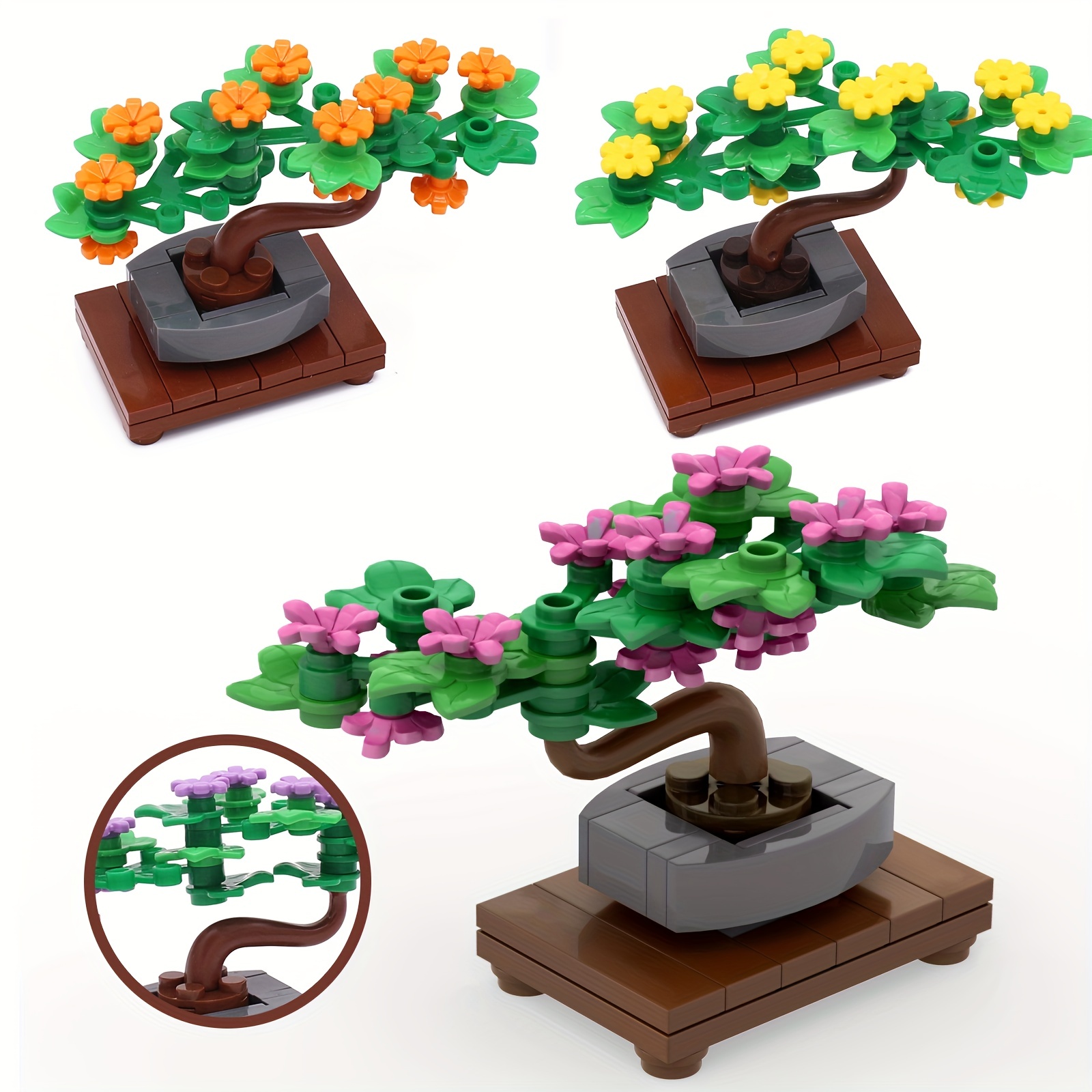 HIULLEN Kit de Construction de bonsaï,426 pièces Blocs de Construction pour  Bonsaï,Collection botanique de Fleurs de Cerisier