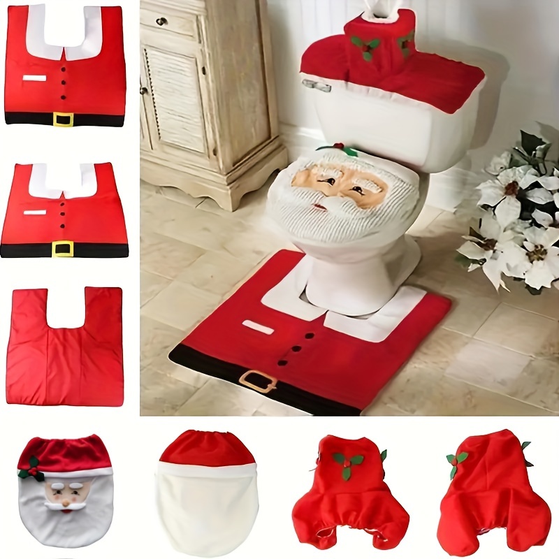New Cute Christmas Toilet Seat Covers Creative Santa Claus - Temu
