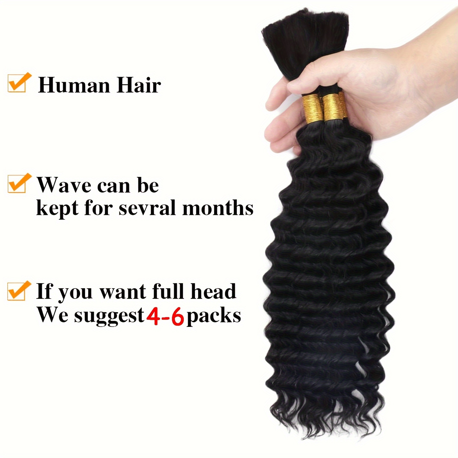 Deep Wave Bulk Human Hair For Braiding No Weft Micro Braiding Hair Braids  Extensions 100% Unprocessed Virgin Human Hair Extensions Remy Bulk Hair 2bun