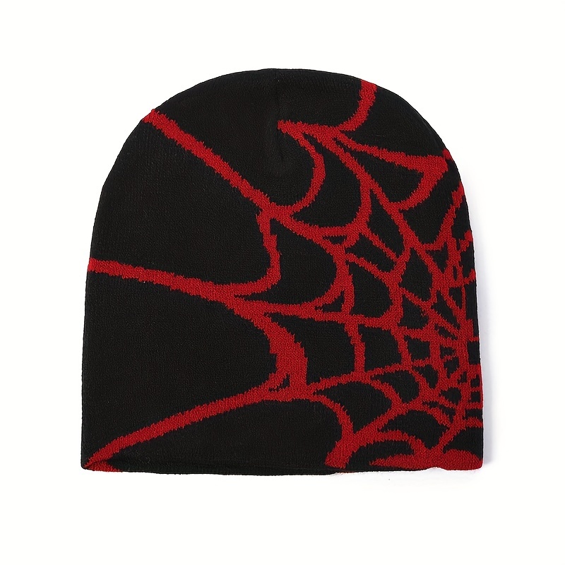 Spider Pattern Knitted Winter Hat - Halloween Gift