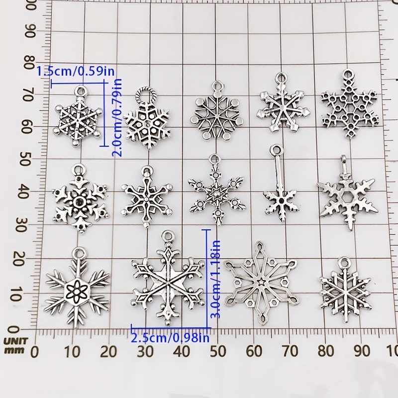 50/Pkg Silver Mini Snowflake Charms