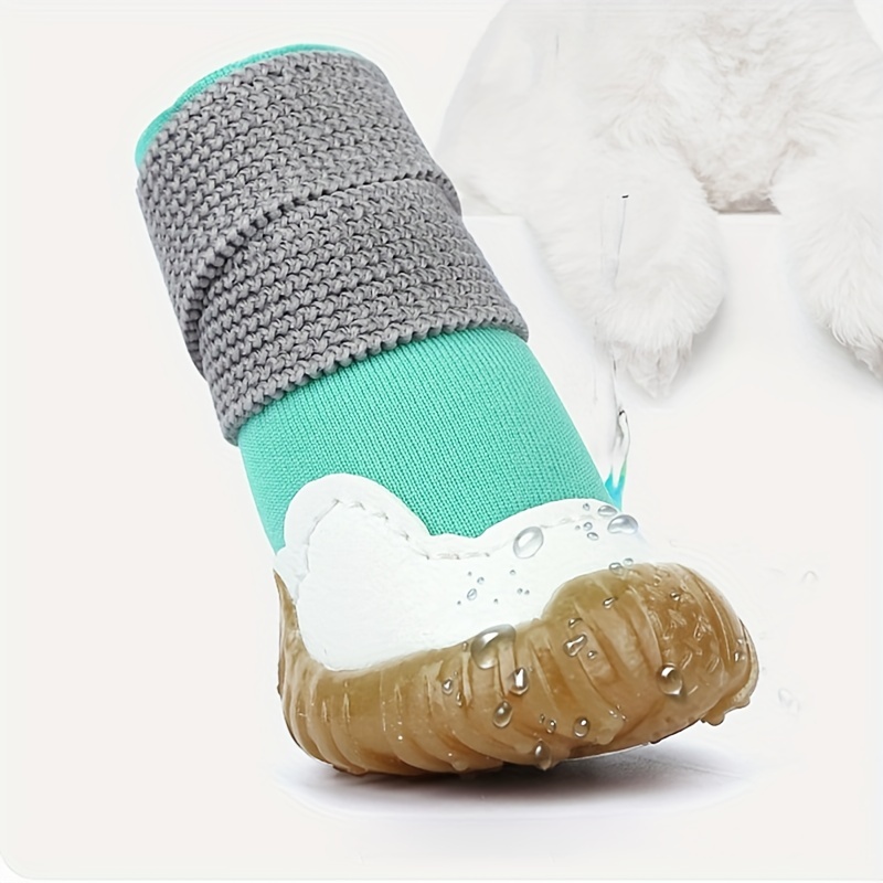 4pcs Waterproof Elastic Dog Shoes Soft Non Slip Soles Perfect For