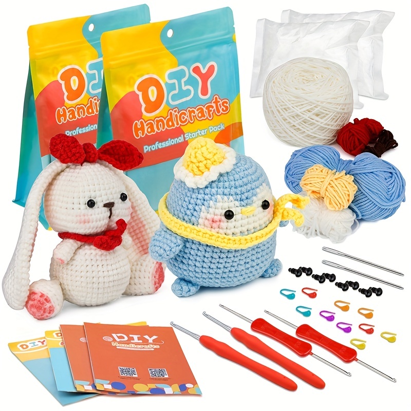 Jmuiiu Animal Crochet Kit Including Crochet Hook, Yarn Balls, Needles,  Instructions, Accessories Kit Starter Pack 4 Cute Pattern Crochet Kits  Penguin