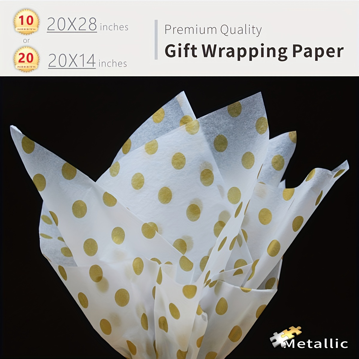 100 Sheets 14X20 Metallic Gift Wrapping Gold Tissue Paper  Bulk for Christmas, Mother's Day, Birthday Gift Bags Packaging Craft :  Health & Household