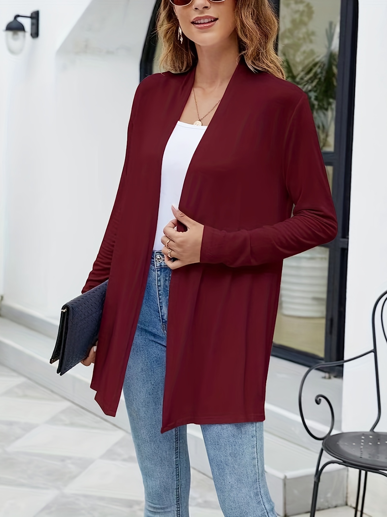 Maroon open hot sale front cardigan