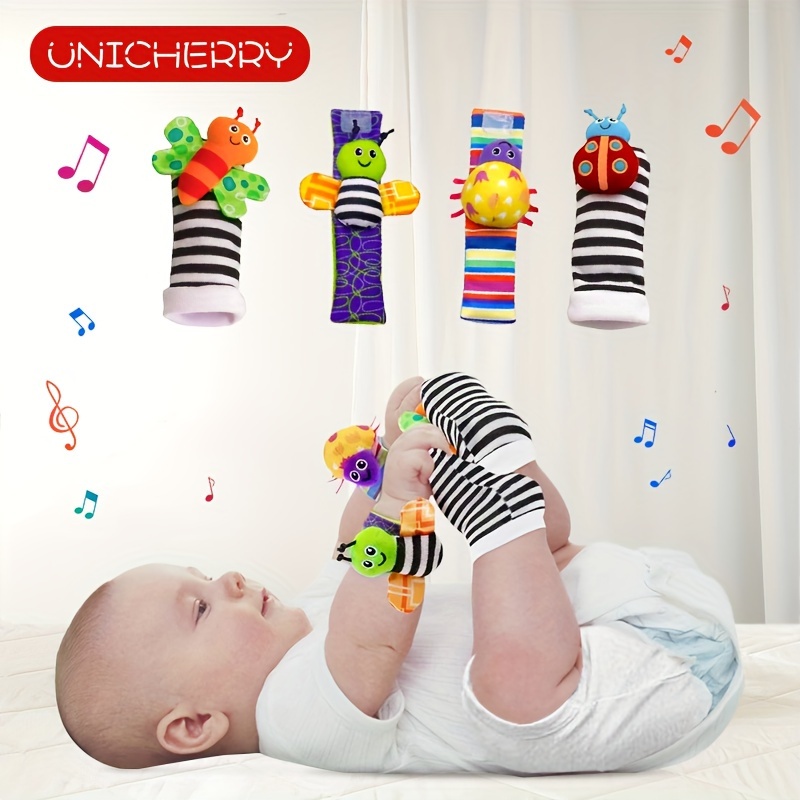 Juguetes para bebés de 0, 3, 6, 12 meses, sonajeros de muñeca para bebés,  calcetines de sonajero para pies, muñequeras de mano, sonajeros, piernas