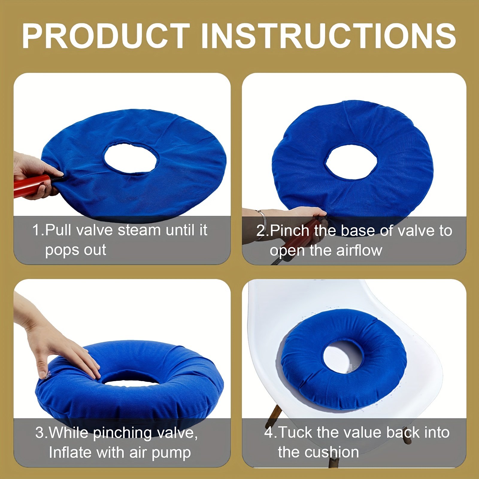 Inflatable Round Chair Pad Hip Support Hemorrhoid Seat Air Cushion
