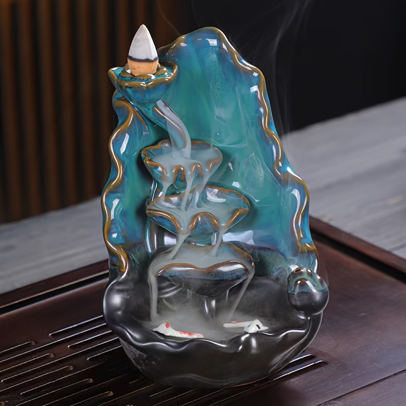 Fish Dragon Backflow Incense Holder Waterfall Ceramic - Temu