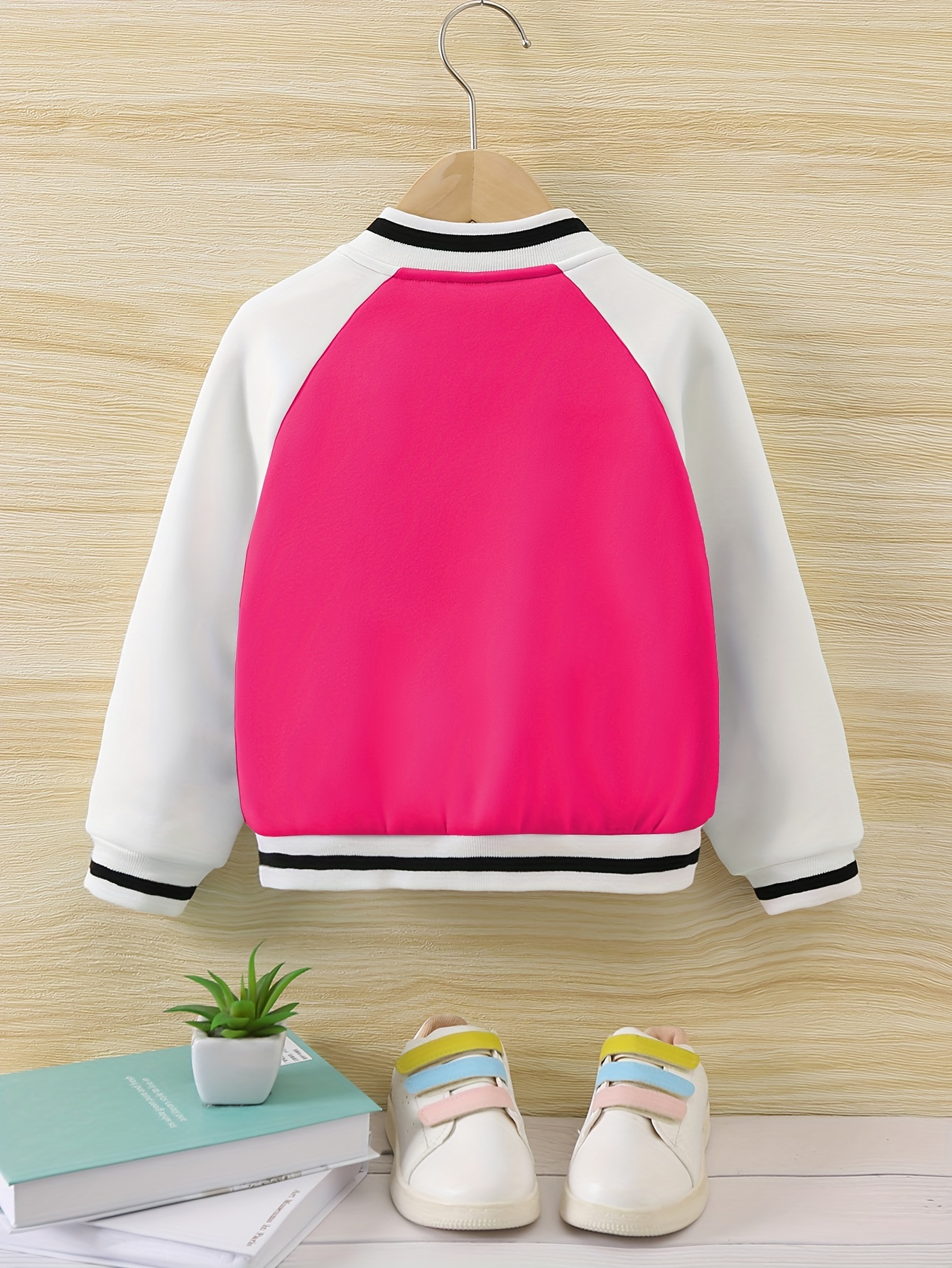 Girls Cute Casual Baseball Jacket, Baseball Collar Long Sleeve Thermal Kids Clothes Winter Outwear,Black,Temu