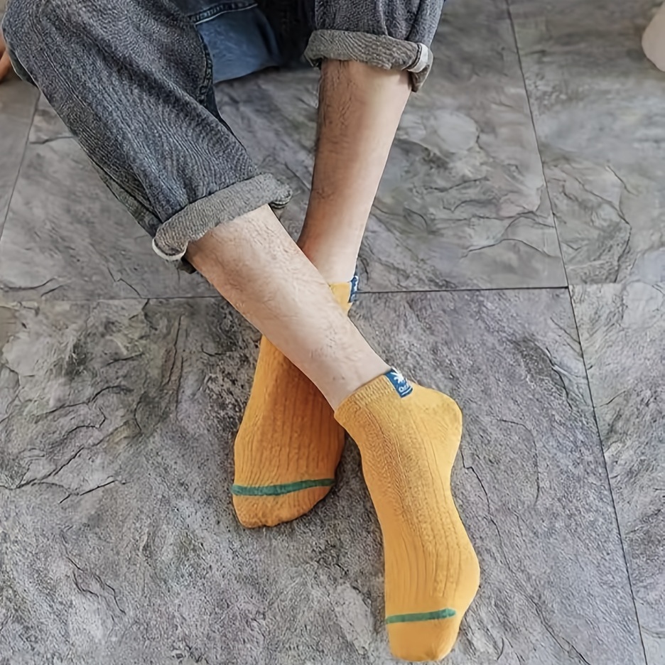 10 Pares Calcetines Cortos Hombre Bloque Color Sólido Corte - Temu