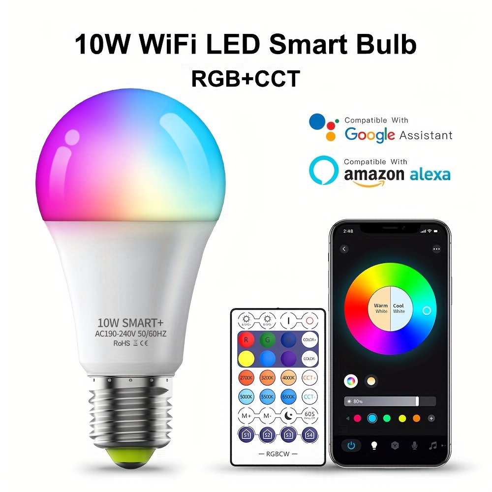 Foco LED RGB controlado por Wi-Fi, luz fría de 10W