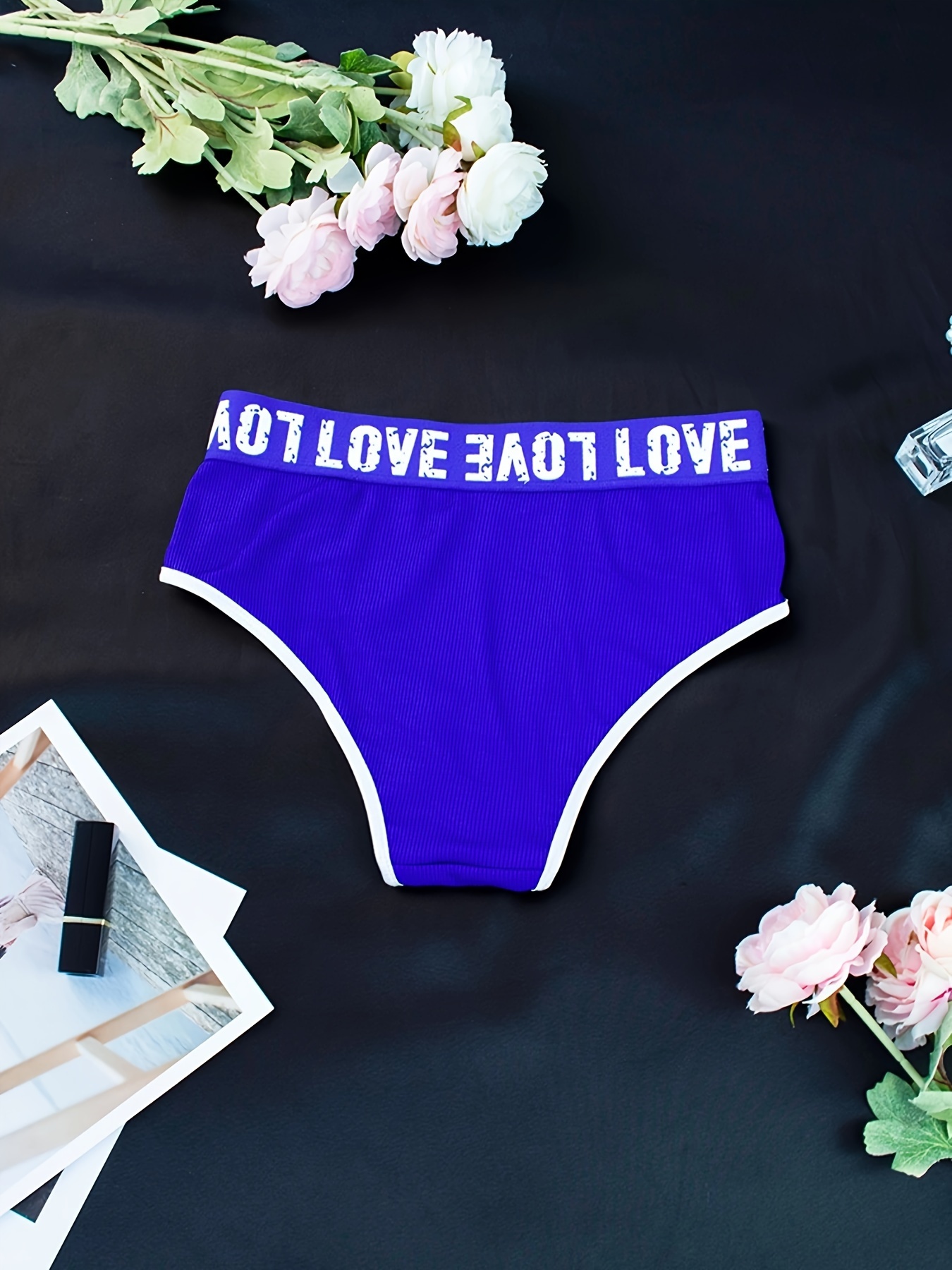 Sporty Panties Love Letter Heart Pattern Color Block - Temu