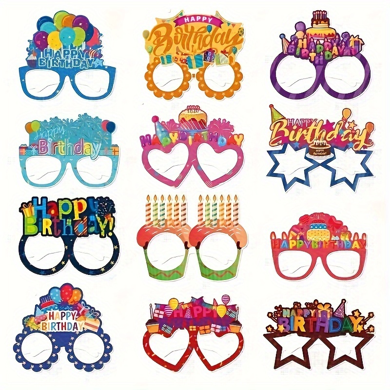  Gafas de cumpleaños, 6 gafas de sol divertidas para fiesta,  gafas de fiesta de cumpleaños, accesorios de cabina de fotos para niños,  suministros y decoraciones de fiesta de cumpleaños de adultos 