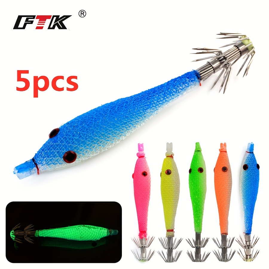  iLure Squid Bait Hooks Fishing Lures Saltwater Jigs Lure kit  with Skirt Tail Large Simulation Ocean Fishing Squid Jig Saltwater Glow in  The Dark 1Pcs : Sports & Outdoors