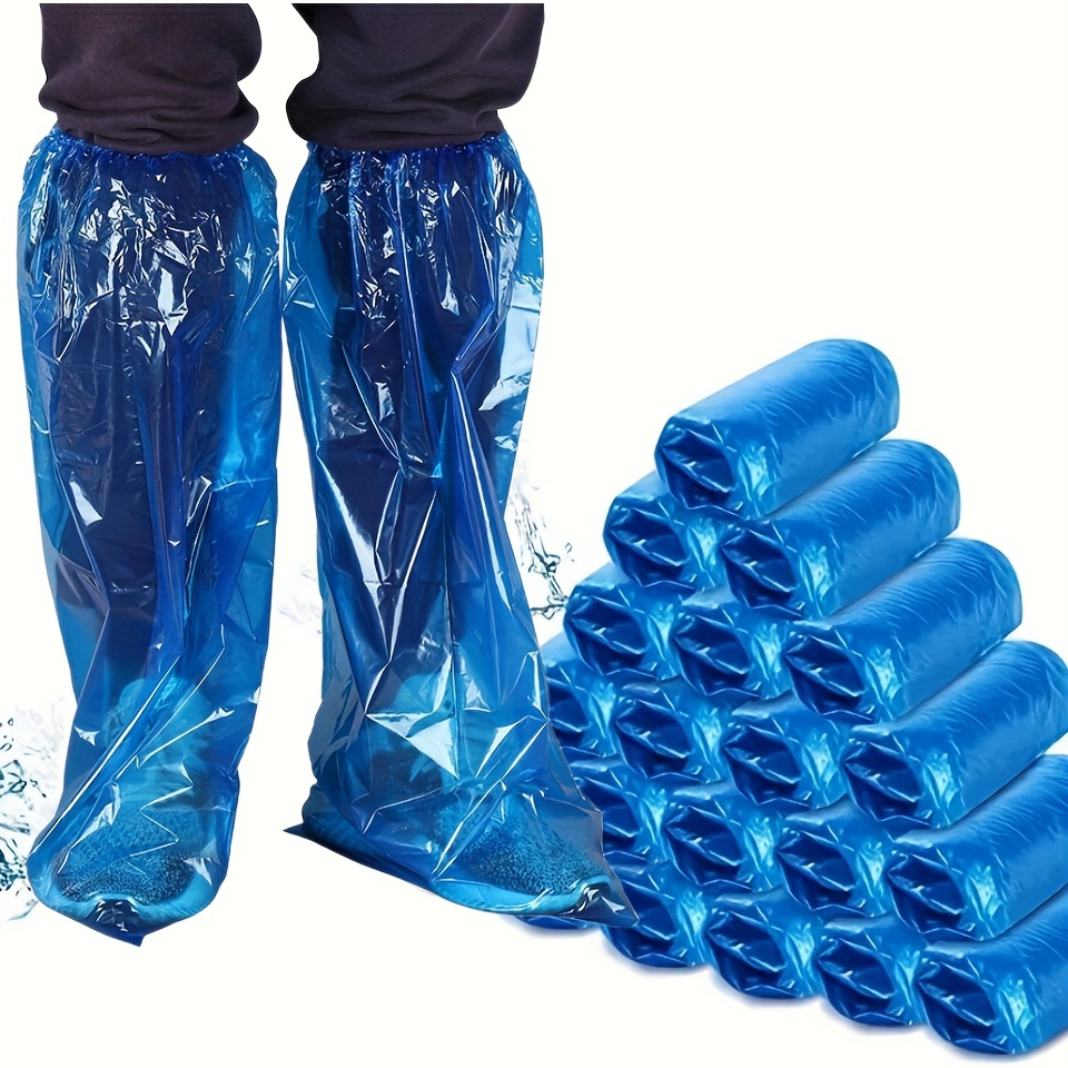

5/10/20 Pairs Disposable Shoe Covers Disposable Non Slip Plastic Boot Covers Long Waterproof Shoes Covers Safety Boot Shoe Covers 21.6 Inch Tall Shoe Coverings For Men Women Rainy Day Use
