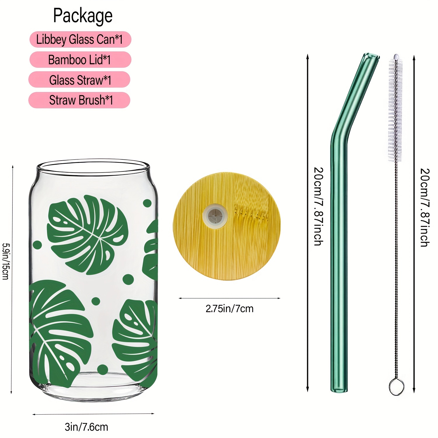 Monstera leaf wrap around Libby 'beer' Glass Cup 16oz or 20ozbamboo –  BellaLoganInkCo