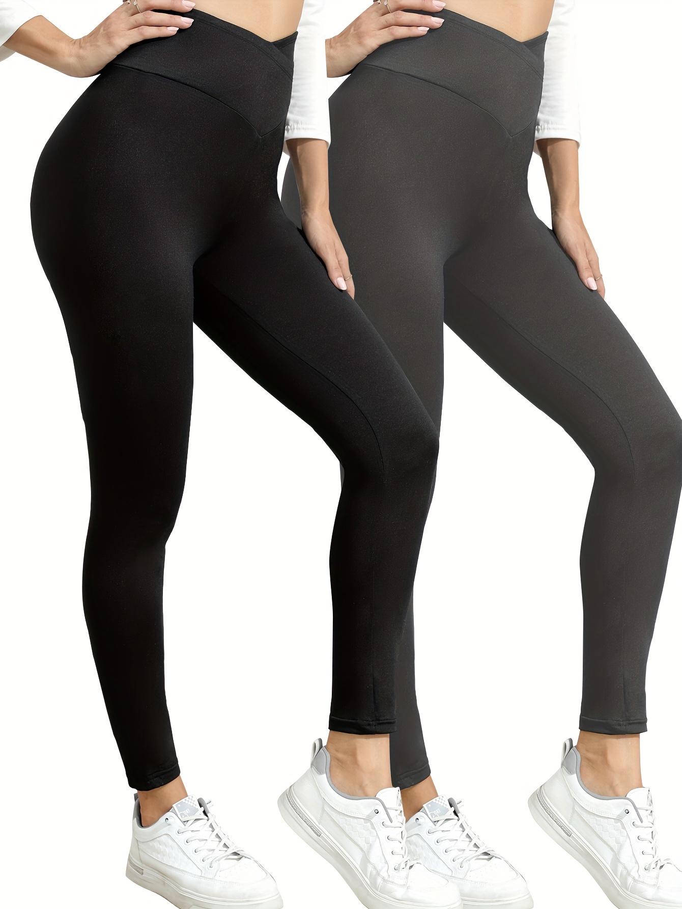 Plus Size Solid Skinny Leggings Casual Every Day Stretchy - Temu