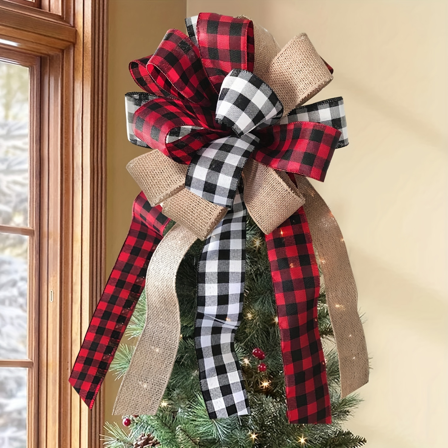 Christmas Tree Ribbon Garland Buffalo Plaid Christmas - Temu