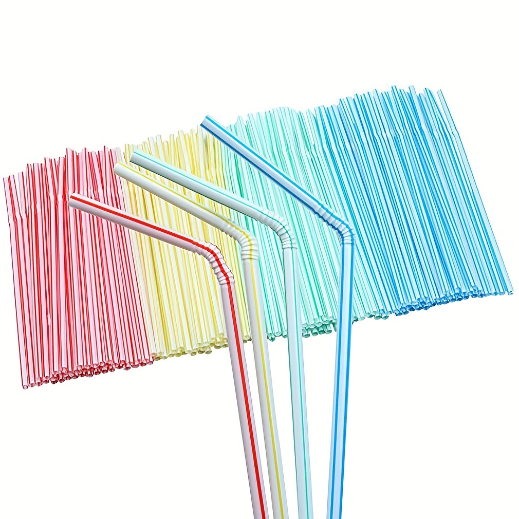 48 Pc Flexible Paper Straws Party Colorful Disposable Striped