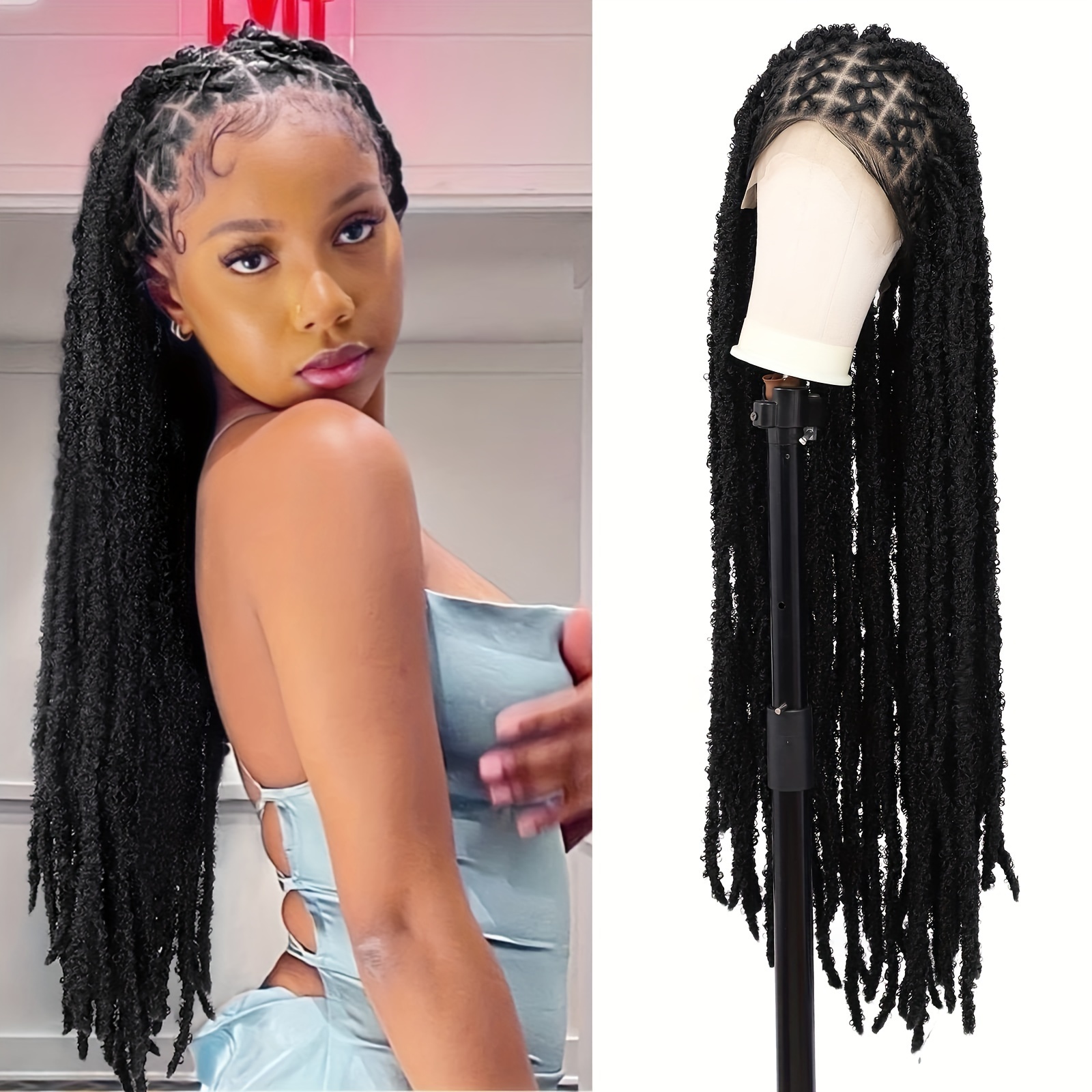 Criss Cross Knotless Box Braided Wigs with Baby Hair 36 Cornrow Lace Front  Braids Wigs for Women Embroidery Full Double Lace Burgundy Braid Wig