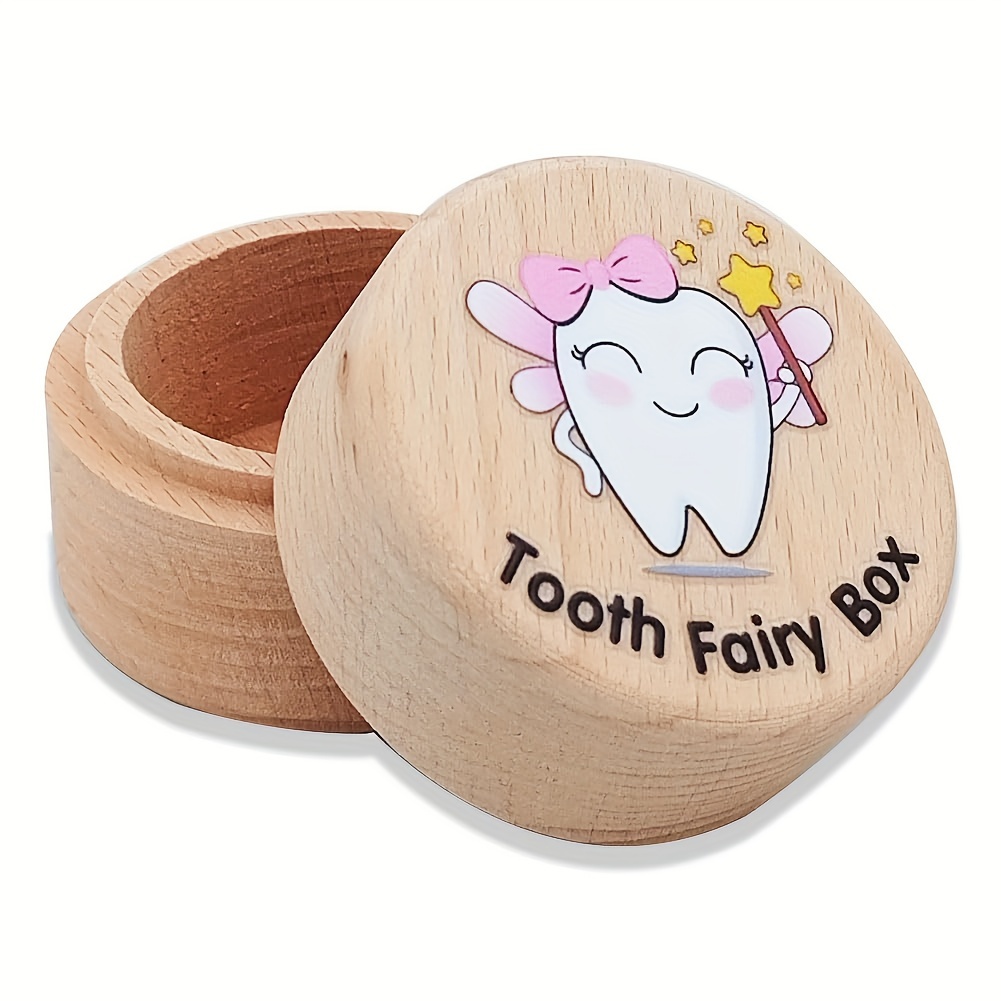  Caja de dientes de bebé, organizador de recuerdos de madera  para niños para dientes de bebé, lindo contenedor de dientes para niños con  pinzas y botella lanugo para mantener el recuerdo