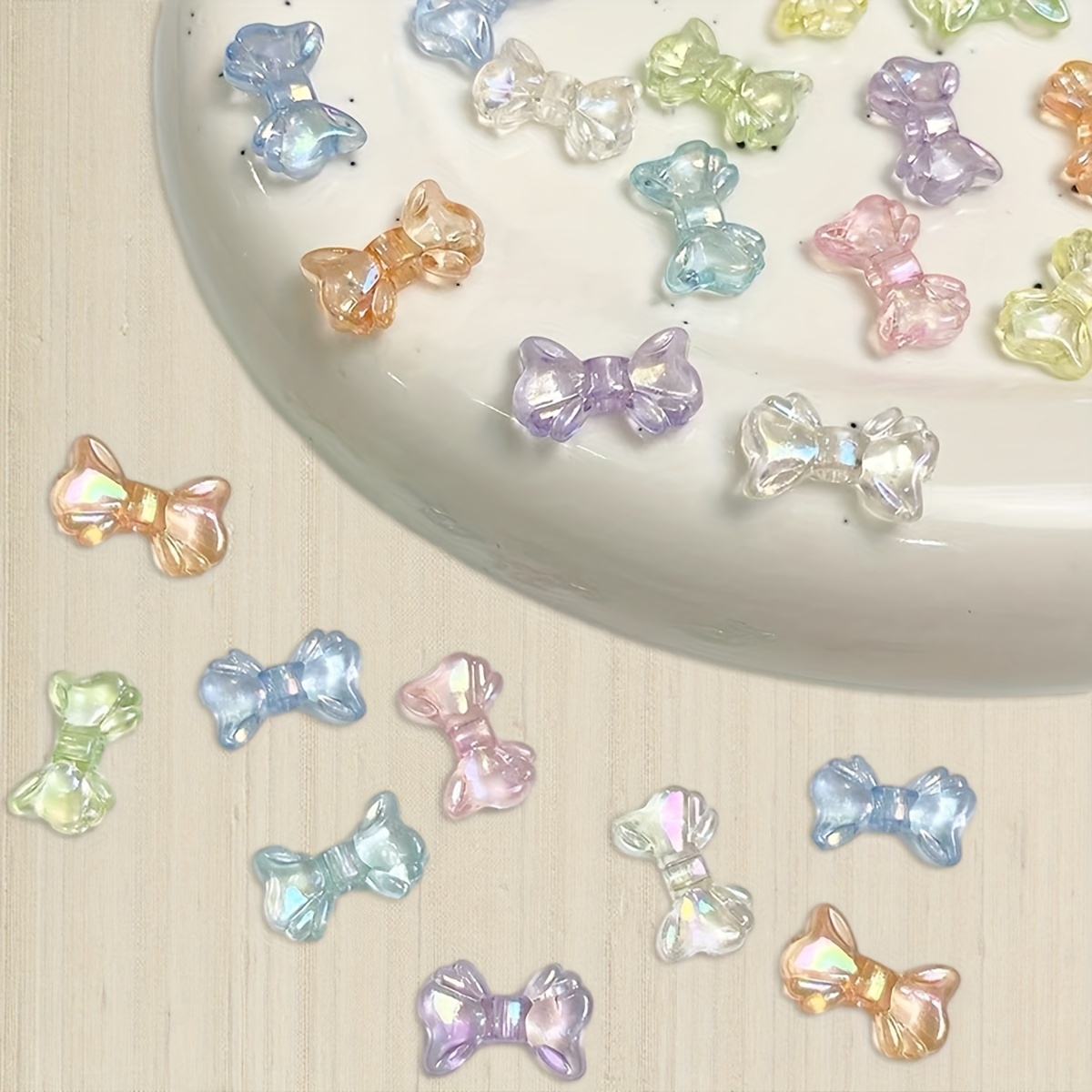 Small Bow Colorful Acrylic Beads For Jewelry Making Diy - Temu