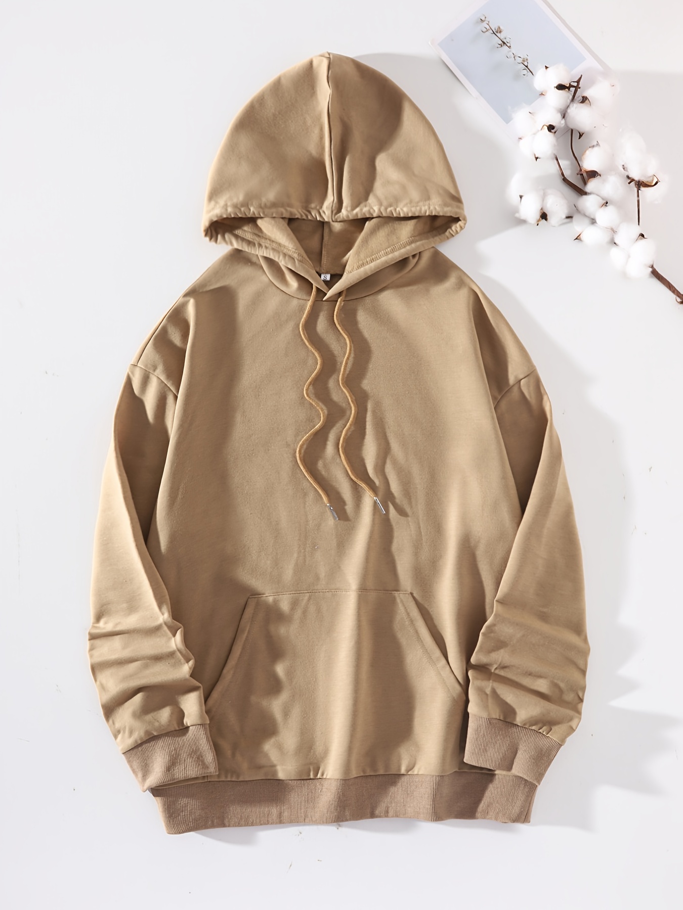 Simple Drawstring Loose Hoodie Casual Hooded Pocket Fashion Long