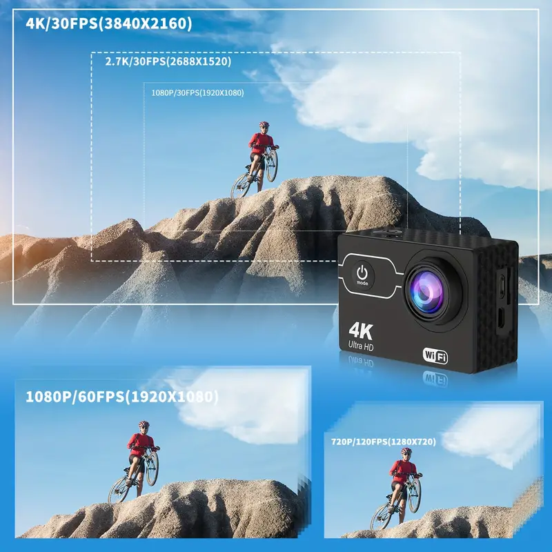 Capture Epic Adventures With 4k 30fps 16mp Waterproof Wifi - Temu