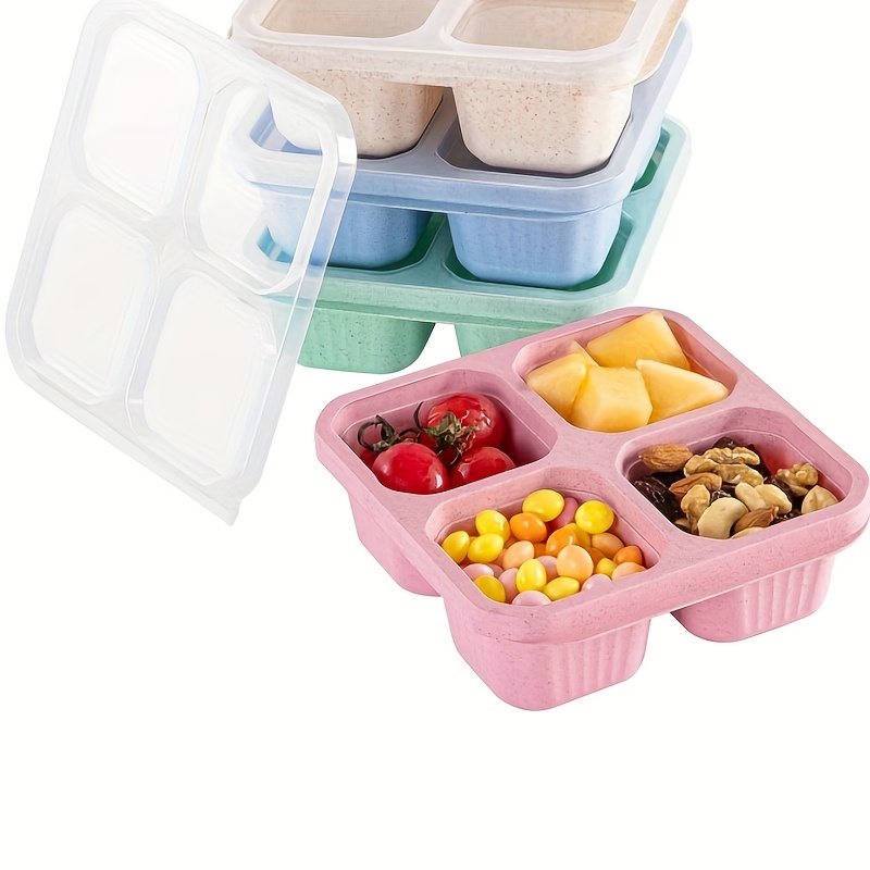 4 Compartment Snack Container, Reusable Meal Prep Container With 4  Sections, Divided Lunch Box For Snacks, Camping Food Container, Suitable  For Teens And Workers In Schools, Canteens, Returning To School, And Home