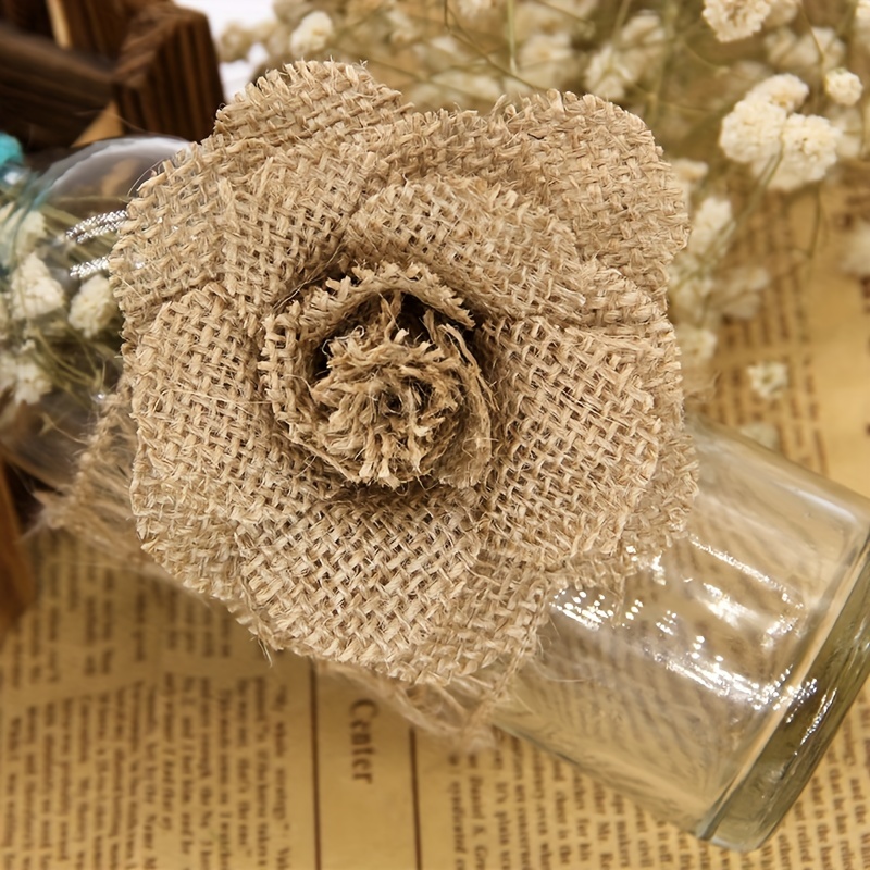 Handmade Hemp Flower Rustic Diy Artificial Camellia Rose - Temu