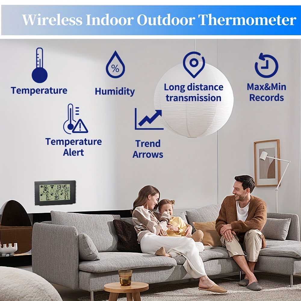 Indoor Outdoor Thermometer Wireless With 3 Remote Sensors - Temu Philippines
