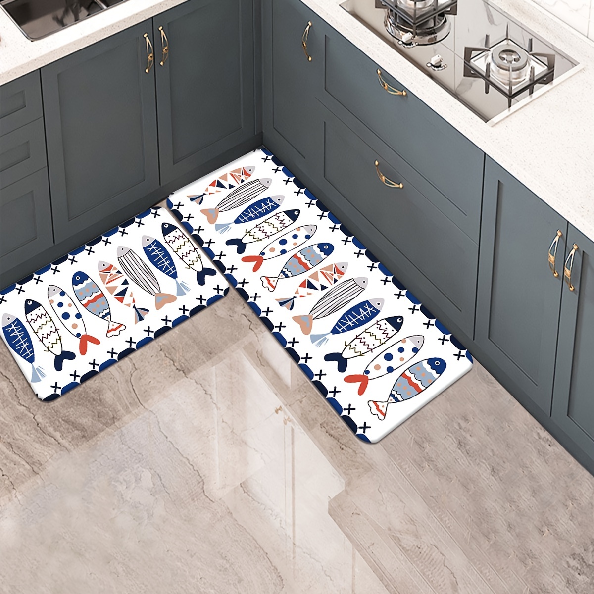 cartoon long non-slip kitchen mat cover