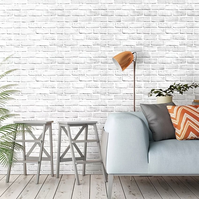 1 Roll 3d Faux Brick Self Adhesive Wallpaper Bathroom Living Room Home  Decoration Furniture Renovation Waterproof Sticker White Grey 393in | Free  Shipping For New Users | Temu Canada
