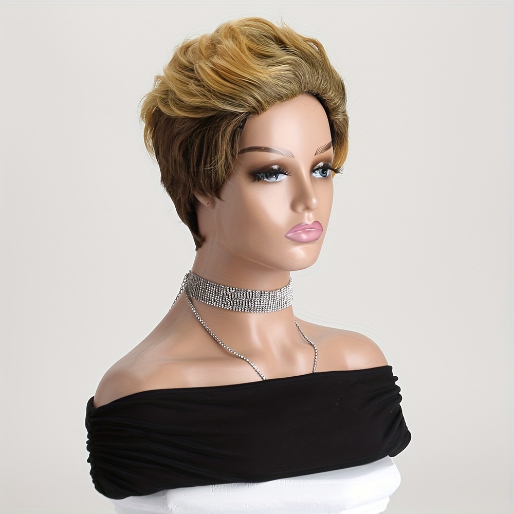 JIER Kurzhaarperücke Für Damen – Synthetische Locken, Blond, Hitzebeständig, Für Cosplay & Partys