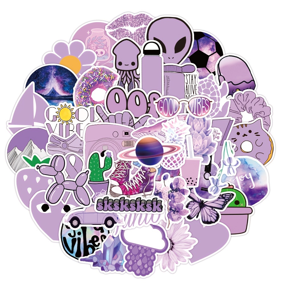 Purple Stickers For Water Bottles Cute Aesthetic Vinyl - Temu