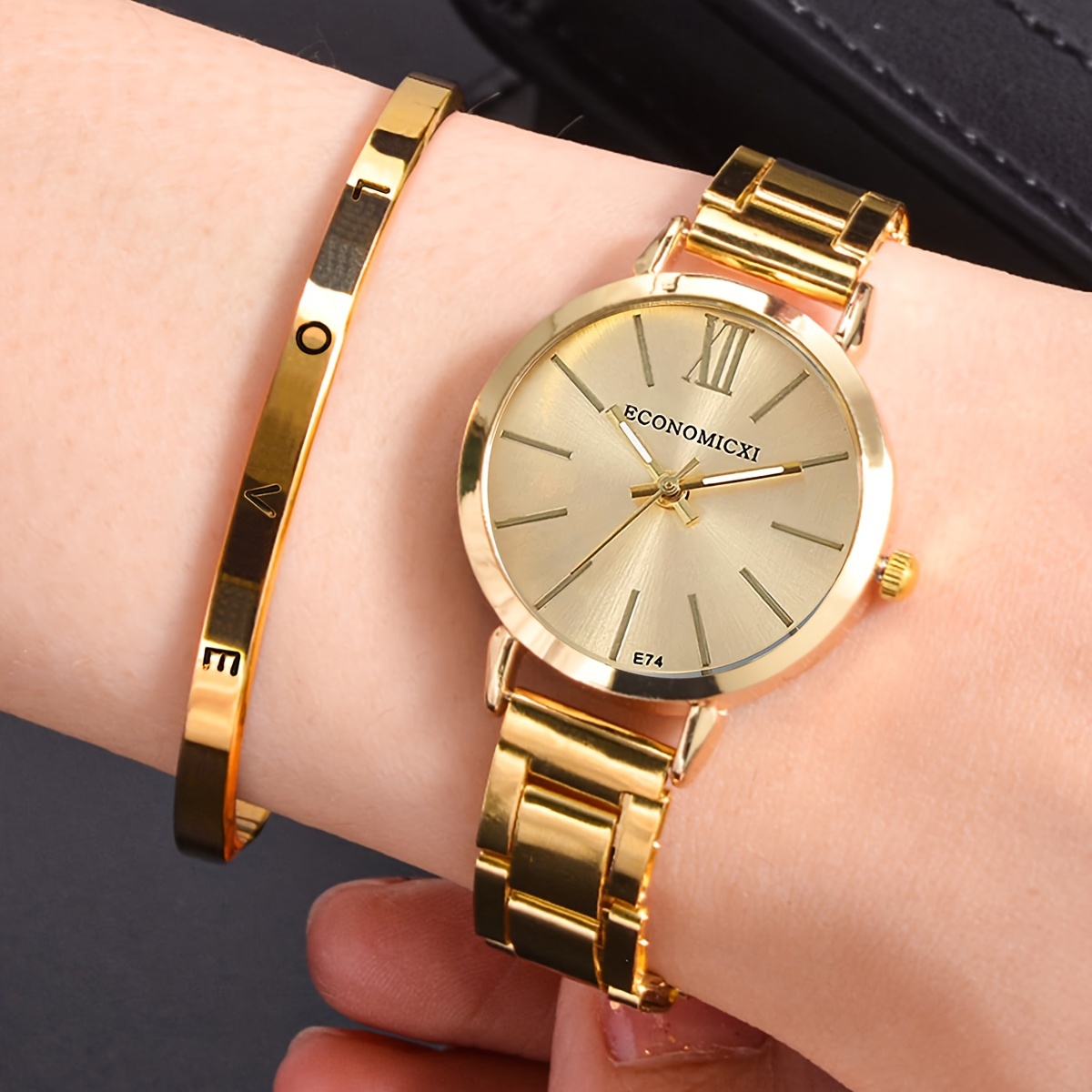 1pc Women's Fashionable And Versatile Steel Strap Quartz Watch