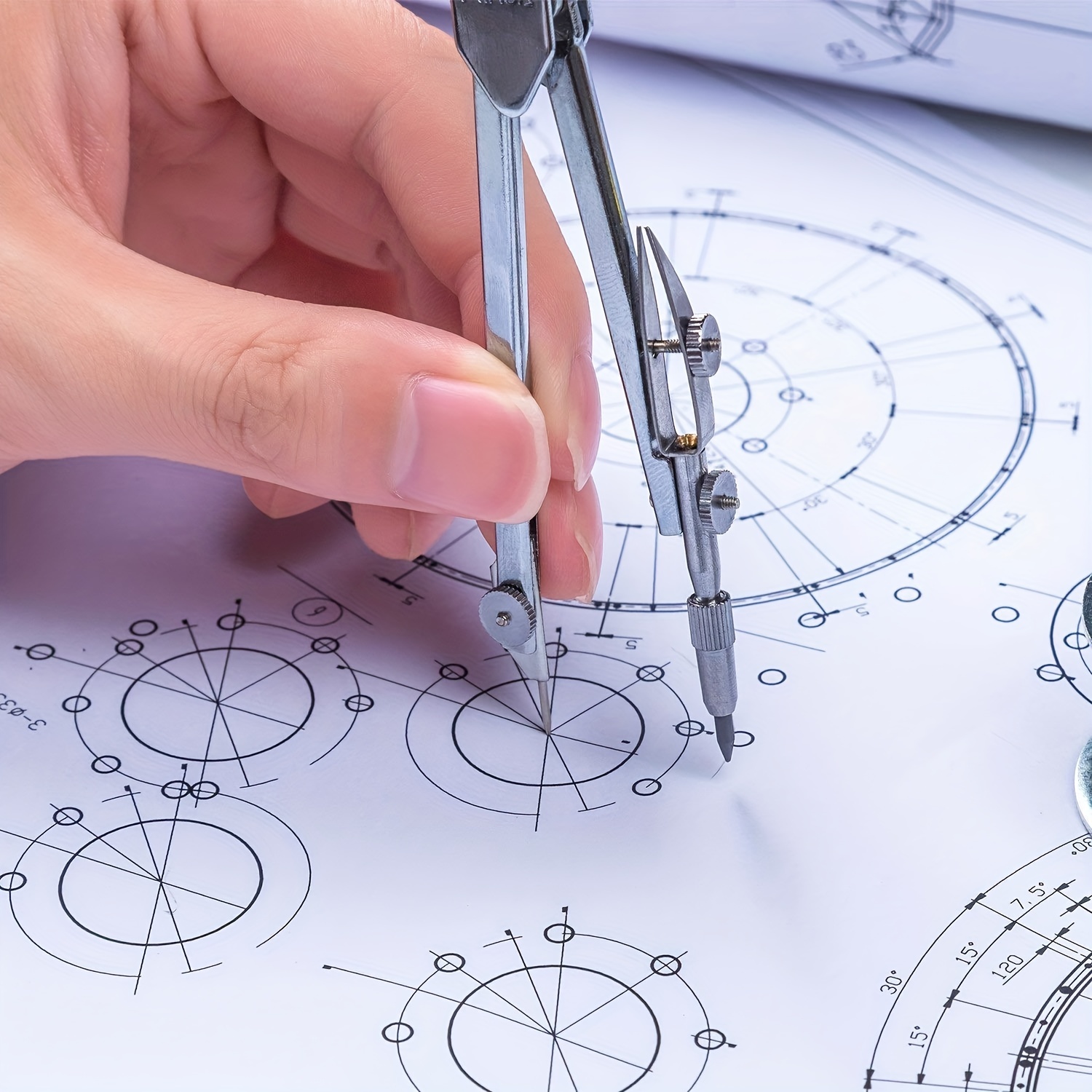 WANTOUTH Compás para Dibujo Técnico Compas Escolar Primaria/Secundaria  Compás de Puntas de Precisión Compás Metalico Compás de Geométrica con Eje  de Transmisión para Escuela Oficina - Azul : : Oficina y papelería