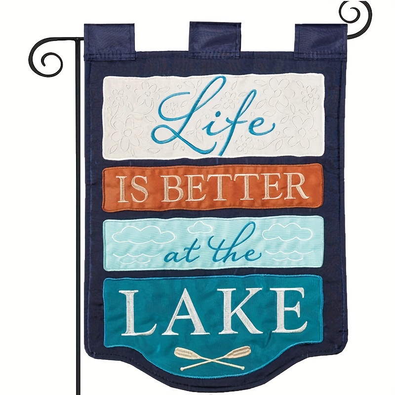 

1pc, Life Is Better At Lake Flag, Double Sided Garden Flag, Special Shaped Flag, Home Decor, Outdoor Decor, Yard Decor, Garden Decorations, Patio Decor, Lawn Decor